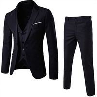 Ensemble de costume 3 pièces pour homme 2025, style américain, simple boutonnage, grande taille, en laine peignée 100 % polyester, col en V, pour affaires, mariage, bureau