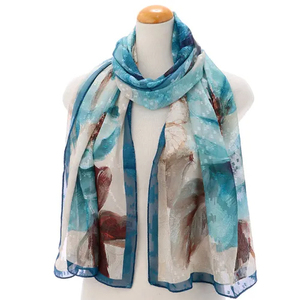 Chal de Mujer con Estampado Floral, Textura Suave y Lisa, 100% Poliéster, Estilo Chino, Transpirable, Ligero, Bufanda de Moda - Product Image 3