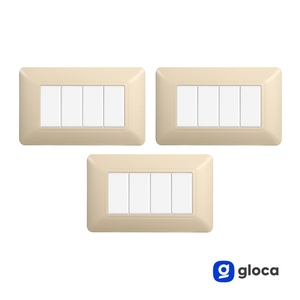 Placa de interruptor de pared Gloca, 4 vías, plástico, diseño minimalista, fácil instalación, paquete de 3, color arena - Product Image 2