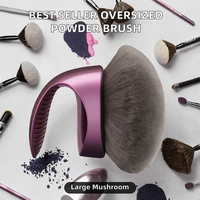 Pinceau à poudre libre surdimensionné à tête champignon en poils synthétiques avec manche en plastique, idéal pour le blush et le gloss à lèvres - Meilleure vente
