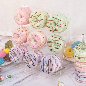 VONVIK Lot de 2 présentoirs à donuts pliables en acrylique transparent avec emballage en carton pour mariages, anniversaires, fêtes de Noël, magasins - Product Image 3