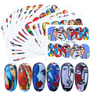 Miễn Phí Vận Chuyển Bán Buôn Cartoon Nail Art Decals Sản Phẩm Làm Móng Tay Logo Đồ Họa Đầu Sơn Màu Trừu Tượng Nail Art Stickers