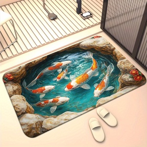 Alfombra con estampado 3D HD <span class=keywords><strong>de</strong></span> peces Koi, antideslizante, absorbente, lavable a máquina, <span class=keywords><strong>de</strong></span> poliéster, con diseño <span class=keywords><strong>de</strong></span> peces Koi nadando, 1 unidad - Product Image 3