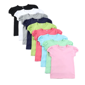 Ropa de bebé niña, ropa de Boutique para niños, camisetas de manga abullonada en blanco para niñas, camisetas de manga corta con <span class=keywords><strong>volantes</strong></span> blancos para niños y niñas - Product Image 1