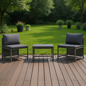 Compact Gray PE Rattan Garden <b>Sofa</b> <b>Set</b> Modern Outdoor Furniture With High Density Foam Cushions For Patio Decking - Product Image 2