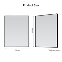Miroir de salle de bain LED rectangulaire à ciel étoilé, résistant à l'eau, avec cadre en aluminium et interrupteur tactile, à fixer au mur