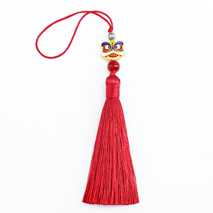 Pendentif Lion Dansant à Pompon 8 cm, Style Chinois, en Alliage, Perles Faites à la Main, Décoration de Voiture, Unisexe, Style Ethnique de Cour - Product Image 5