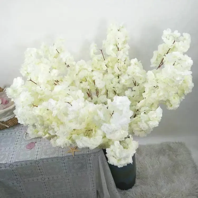 Prêt à l'emploi U-3210 soie artificielle tige unique fleurs de cerisier suspendues arbre pour décoration de mariage à la maison