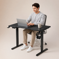 Bureau d'ordinateur réglable en hauteur électrique AOR, design ergonomique, bureau simple ou double, bureau debout, bureau noir