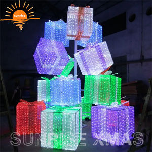 Navidad 3 piezas Led luz plegable Navidad Cajas de Regalo conjunto Navidad dulces hogar Rectangular caja de regalo forma iluminación - Product Image 4