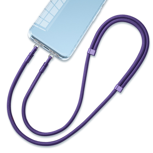Adjustable Cross-Body Mobile Phone Lanyard with Double Hanging Buckle Stainless Steel Clip and Wrist Strap Anti-Lost Sling