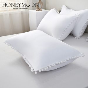 Kkmoon — lit en peluche blanc d'usine, ensemble <span class=keywords><strong>de</strong></span> literie moelleux <span class=keywords><strong>avec</strong></span> <span class=keywords><strong>housse</strong></span> <span class=keywords><strong>de</strong></span> <span class=keywords><strong>couette</strong></span> et <span class=keywords><strong>pompon</strong></span>, 4 pièces - Product Image 5