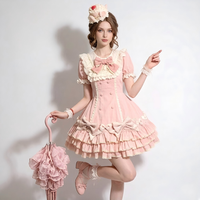 Robe Lolita, robe de cosplay anime à col Peter Pan à volants multicouches pour femmes