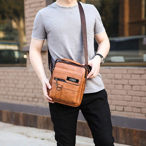 LOGO personnalisé étanche hommes sacs messager épaule bandoulière bureau petites mallettes en cuir PU sac de messager pour les entreprises - Product Image 6