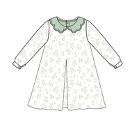 Ensemble floral pour bébé fille Puresun, coton doux, col festonné, haut à manches longues à fleurs, bloomers vert sauge, ensemble 2 pièces vintage