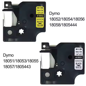 Ruban d'imprimante d'étiquettes compatible <span class=keywords><strong>Dymo</strong></span> PUTY, vente d'usine, matériau PE+ABS, noir sur blanc, diamètre 9 mm, durable, imperméable pour câble - Product Image 1