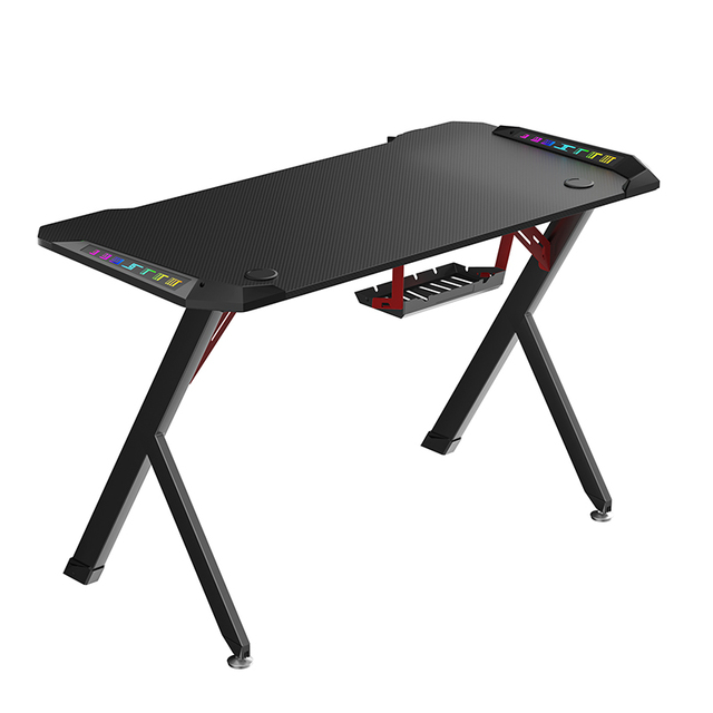 China Factory Manufacture Good Quality E Sport Gaming Desk Black Color RGB Gaming Table Height Adjustable