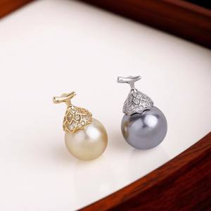 31317 Pendentif de collier simple à faire soi-même avec perles rondes en argent S925 de 11-13 mm, support vide et accessoires en perles pour votre style - Product Image 3