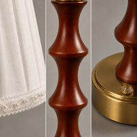 Lampe de table à abat-jour en lin, tige en bois, base en métal, variateur tactile, rechargeable, batterie 2600 mAh, sans fil, pour chambre à coucher, salon