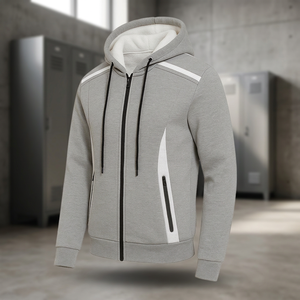 Sudadera con Capucha y Cremallera para Hombre, Forro Polar Sherpa, Poliéster/Algodón, Ecológica, Antiarrugas, Venta al Por Mayor, OEM - Product Image 3