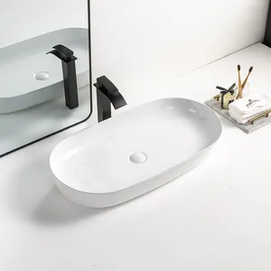 Modernes Designer Oval Porzellan Badezimmer Waschbecken Tischplatte montiert Keramik großes Waschbecken Waschbecken