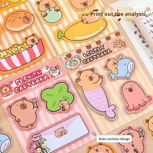 Lot de blocs-notes adhésifs Kapibara Cartoon, 3 styles/<span class=keywords><strong>livre</strong></span>, blocs-notes mignons en forme de Kapibara, autocollants, notes détachables pour étudiants et bureau - Product Image 4