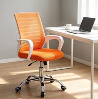 Chaise de bureau moderne personnalisée pivotante avec support lombaire, dossier mi-haut en tissu, ergonomique, entièrement en maille, hauteur réglable, pour chambre à coucher