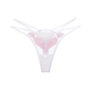 Sous-vêtements sexy pour femme, style <span class=keywords><strong>renard</strong></span>, taille basse, en maille transparente ajourée, à double fines bretelles, séduction, string fin - Product Image 1