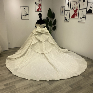 Jancember Wm002 2023 Ivory <b>Glitter</b> Shiny <b>Prom</b> Off Shoulder Wedding <b>Dresses</b> Ball Gown - Product Image 3