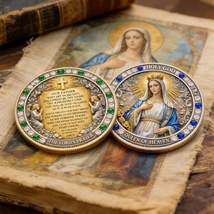 Pièce de monnaie commémorative religieuse 3D en gros, la Reine du Ciel, Prière du Seigneur, pièce de collection pour la dévotion et les cadeaux - Product Image 2