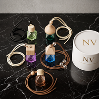 Flacon de parfum pour voiture en verre polygonal coloré, 5 ml, 8 ml, vide, avec bouchon en bois, désodorisant, directement de l'usine