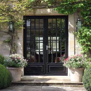 Portes en fer forgé XIYATECH sur mesure, modernes, à rupture de pont thermique, résistantes aux ouragans, à double battant, pour <span class=keywords><strong>entrée</strong></span> principale et patio, style français - Product Image 1