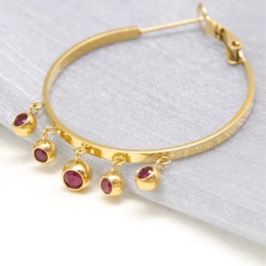 Moda étnica fiesta verano playa joyería exhibición personalizada piedra Natural Acero inoxidable aro gancho pendiente forma geométrica colgante - Product Image 1