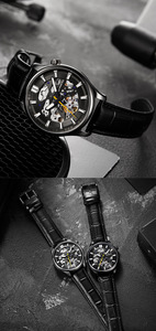 Reloj Mecánico de Acero Inoxidable para Hombre con Esfera Esqueletizada y Acabado Luminoso - Elegante Reloj de Pulsera Casual - Product Image 5