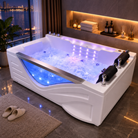 Baignoire intérieure en acrylique HG de haute qualité avec poignée avant dorée, deux appuie-têtes noirs et éclairage intérieur bleu pour projets