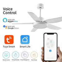 Ventilateur de plafond intérieur encastré avec lumière et télécommande 42 46 52 54 pouces Kit de lumière de ventilateur de plafond Wifi moderne noir 5 pales