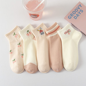 Calcetines deportivos finos de algodón estilo japonés para <span class=keywords><strong>mujer</strong></span>, 5 pares, diseño de corte bajo y boca poco profunda, modernos, cortos y bonitos para la temporada de primavera. - Product Image 6