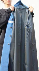 0.45mm Heavy Duty Blue PVC Waterproof Long Raincoat with Reflective Tape for Industrial Work - Product Image 6