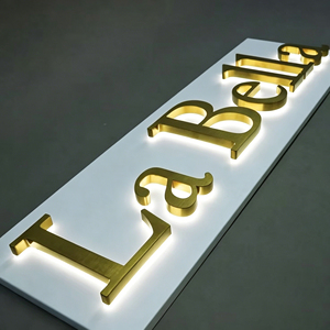 Illuminated LED Signage, Gold Acrylic Letter <b>Wall</b> Decoration, 5000K Daylight Color Temperature, Retail Store Design - Product Image 1