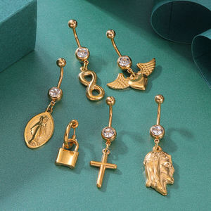 Anillo de ombligo de diseñador ZESENLIN, fabricante de joyería de acero inoxidable que no se deslustra, anillos de vientre de ala de corazón con bloqueo de China - Product Image 1