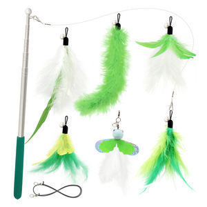 Ensemble de jouets pour chat SONGWAY, série verte, jouets à plumes rétractables, jouet à cloche réaliste pour chat - Product Image 1