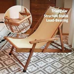 <span class=keywords><strong>เก้าอี้</strong></span>ชายหาดปรับเอนได้พับได้ทำจากไม้ไผ่พร้อมที่วางแขนและพนักพิงศีรษะที่กว้างขึ้น - Product Image 5