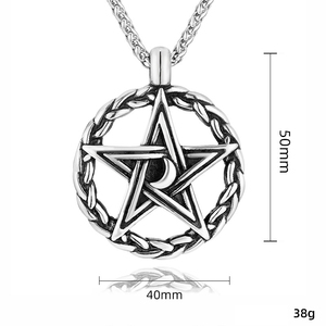 Collar de Acero Inoxidable con Colgante de Estrella de Cinco Puntas para Hombre, Estilo Punk Vintage, Pentagrama Lunar, Personalizado de Fábrica, Venta al por Mayor - Product Image 5