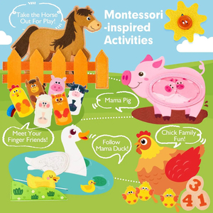 Jumon Quiet Book for Toddlers 5-12y Montessori Busy <b>Board</b> Farm Animals Storytelling Activity <b>Felt</b> Pages Hand-Eye JBK-8 - Product Image 5