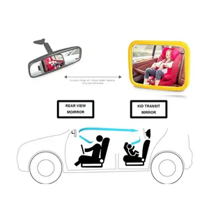 SUNNUO Interior Accessories Acrylic Convex Mirror Adjustable Children Back Seat Rear Facing Mirror Baby Car Mirror