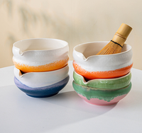 Ensemble de bols à matcha en porcelaine japonaise de 550 ml, design céramique à couleurs changeantes, écologique, résistant à la chaleur, avec bec verseur et outil de service du thé