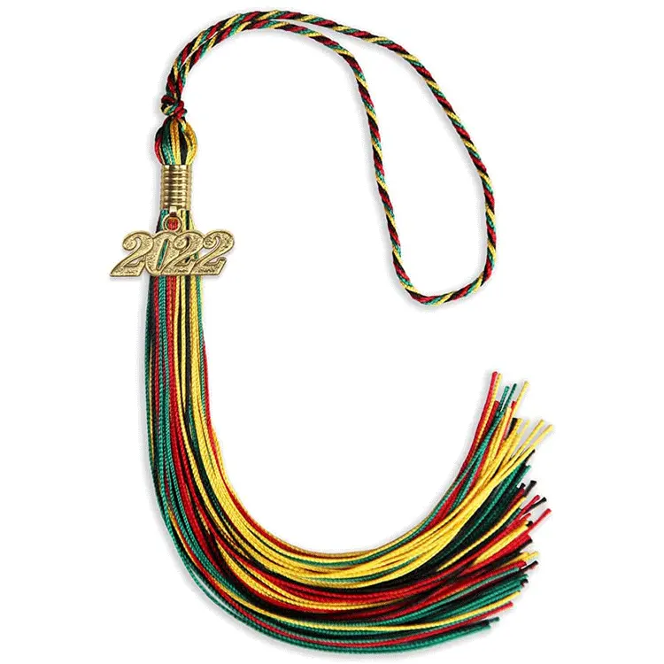 Nuevo 2022 Kente color Graduation Tassel with year charm