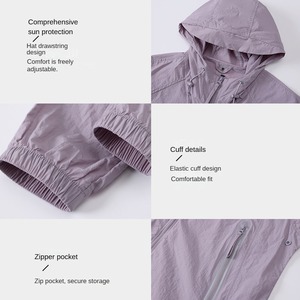 <span class=keywords><strong>Veste</strong></span> de protection solaire <span class=keywords><strong>anti</strong></span>-<span class=keywords><strong>UV</strong></span> 100% nylon unisexe surdimensionnée multi-poches à capuche avec fermeture éclair pour l'extérieur décontractée - Product Image 6