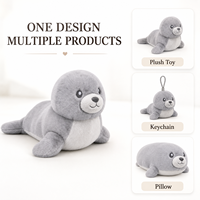 Peluche Mignonne Phoque Gris Personnalisée, Jouet Doux en Peluche, Figurine Animale Marine, Décoration Maison, Faible MOQ, Fournisseurs de Services OEM ODM