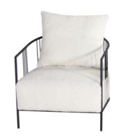 Cadre en fer noir moderne simple avec siège Sherpa en polyester beige doux Fauteuil lounge confortable, canapé simple